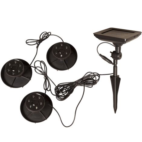 Solar Teichbeleuchtung ,Water Light', 3 Unterwasser-Lichtquellen, versenkbar, Dämmerungssensor, L 6m