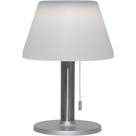 Solar-Tischleuchte ,Solia Table', kabellos, Edelstahl, Lichtsensor, 3 Helligkeitsstufen, warmweiß, 28cm