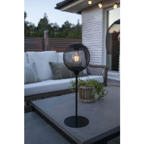 Solar-Tischleuchte ,Sunlight Table', LED Filamente, Metall-Mesh, schwarz, H 45cm