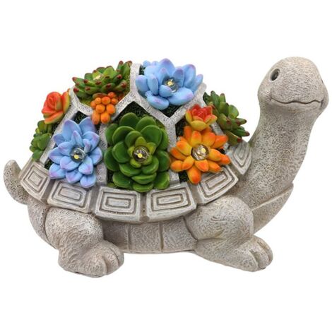 Solar Turtle Ornament, Synthetic Resin, LED, Multicolor