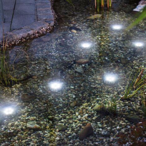 Solar Unterwasserstrahler Super Splash, 6er Set, Akku, LED Spot, Bodenleuchte, Teichbeleuchtung, Erdspieß, IP68, wasserdicht, wetterfest, außen, 102150