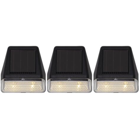 Solar-Wandleuchten ,Wally Mini', 3er-Set, Dämmerungssensor, schwarz, warmweiß, H 7,5cm, B 7cm