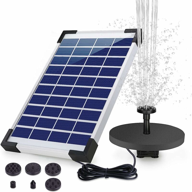 Solar Water Fountain 5.0W Backup Solar Floating Fountain Pump , 6 Nozzles