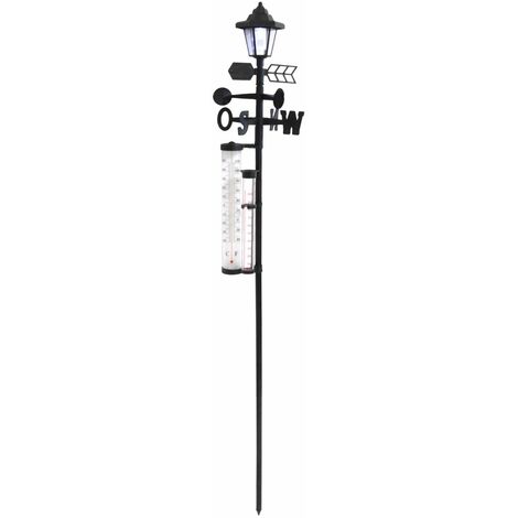 Solar Wetterstation 5in1 mit Solarlampe Garten Thermometer Wetter Station - Schwarz