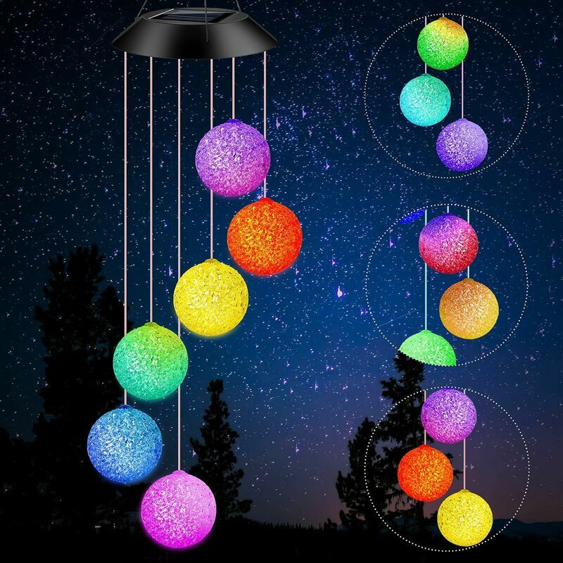Solar Wind Chimes, Colour Changing Mobile Spinner, Outdoor Garden Wind Chime,Garden Décor Gifts for Mom Women Mothers Day Christmas Unique