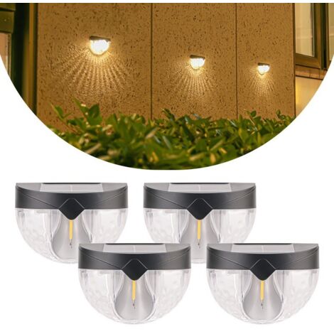 Solar Zaun Lichter,  4 Pack Solarleuchten Outdoor Wasserdicht IP65 Warmes Licht für Garten Hof Hof Villa Landschaft Dekoration