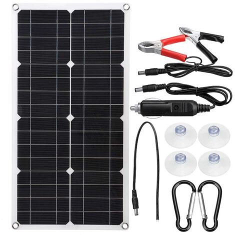 Solarbatterieladegerät, Solarpanel-Kit, 12 V, 25 W, monokristallines Solarpanel, Solarpanel-Kit, für Wohnmobil, Yacht, Kraftwerk, Außenbereich, Garten, Camping, Reisen