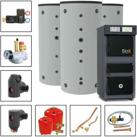 Solarbayer Holzvergaserset BioX 45-1D Variante D mit 3xSLS-1000S Pufferspeicher