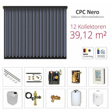 Solarbayer Komplettsolarpaket CPC NERO12B Bruttogesamtfläche 39,12m² Vakuumröhre