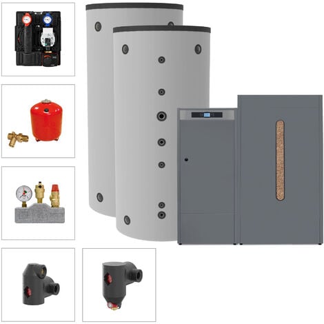 Solarbayer Pelletkesselset PLT-AC 35-1C Variante C 35kW mit 2xSLS-800-S Speicher