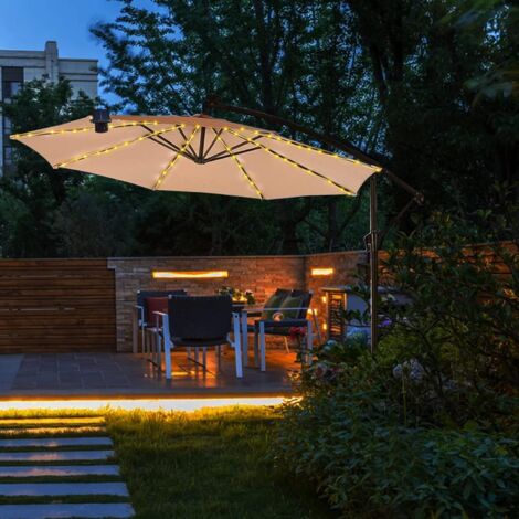 Solarbetriebene Garten-Sonnenschirmleuchte, 8 Beleuchtungsmodi für den Außenbereich, 3V-Solarpanel-Clip, 112 LEDs, wasserdicht (warmweißes Licht)