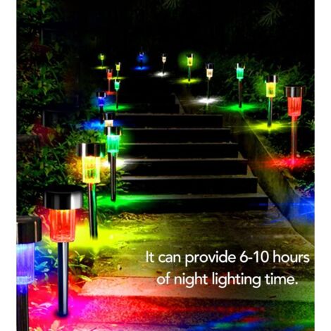 Solarbetriebene Gartenleuchten für den Außenbereich, 12er-Set wasserdichte Gartenleuchten, kabellose Leuchten mit farbigen LEDs, Solarbeleuchtung für die Außendekoration von Terrasse, Rasen und Wegen
