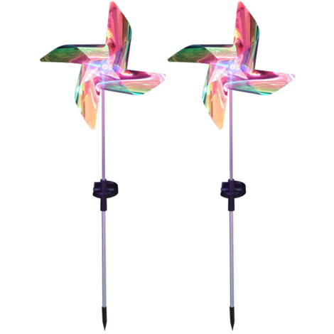 Solarbetriebene Gartenwandleuchten Solarbetriebene Windmühlenleuchte  Dekoratives Windmühlenmodell  ABS, PVC, Edelstahl  72 cm, mehrfarbig  2er-Pack