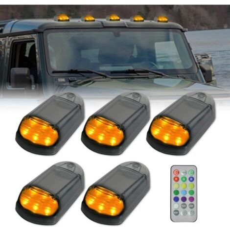 Solarbetriebene LED-Fahrerhausleuchte mit Vibrationssensor, kabellose LED-Leuchten, kompatibel mit Lkw, Pkw und Universalmodellen (gelbes Licht)