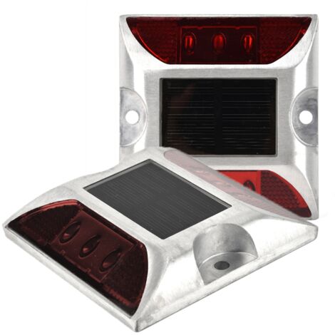 Solarbetriebene LED-Leuchten für Parkplatzpoller, 2er-Set, Aluminium mit 6 LEDs, IP68