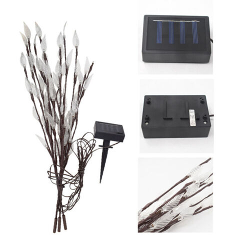 Solarbetriebene LED-Lichterkette mit 3 Zweigen und Blättern – 60 LEDs in 7 Farben, 2 V 80 mA, 600 mAh, Ladezeit 6–8 Stunden, Leuchtdauer 8 Stunden, Schutzart IP65, Gartendekoration