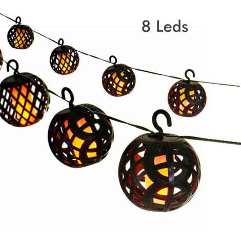 Solarbetriebene LED-Lichterkette mit Flammensimulation für den Garten, wasserdichte Lichterkette für Hochzeiten und Weihnachten