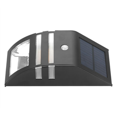 Solarbetriebene LED-Stehleuchte mit PIR-Bewegungsmelder – 2 LEDs – IP44 – Schwarz/Warmweiß – 17 x 7,6 cm