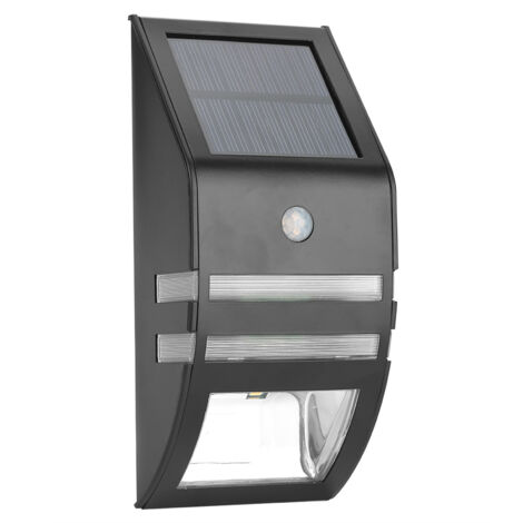 Solarbetriebene PIR-Bewegungsmelder-Wegewandleuchte mit 2 LEDs, Gartensicherheitsleuchten, schwarz, warmweiß.