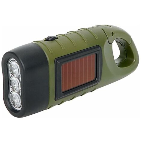Solarbetriebene tragbare LED-Taschenlampe mit Dynamo-Kurbel für Camping, Bergsteigen und Zelten