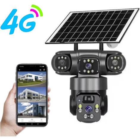Solarbetriebene Überwachungskamera für den Außenbereich – 4G, 355° Schwenkbereich, PIR-Bewegungserkennung, Nachtsichtfunktion, Fernüberwachung, IP66