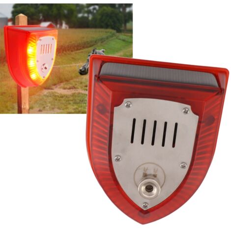 Solarbetriebener Tiervertreiber mit Ortungs- und Lichtalarm zur Abwehr von Hunden, Katzen und Kaninchen – USB-Solargerät mit 129 dB Alarm, ABS-Gehäuse, 9,5 x 8 cm, 100 m Kabel, 125° Erfassungswinkel