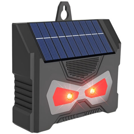 Solarbetriebenes Nagetierabwehrgerät mit blinkenden roten und weißen LED-Leuchten, Ultraschall-Nagetierabwehrgerät für den Außenbereich und Infrarotsensor.