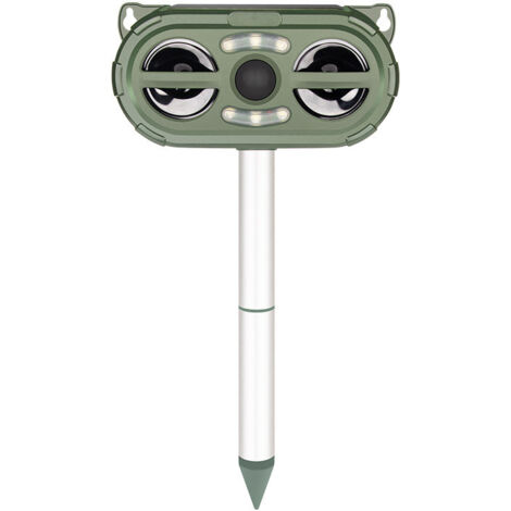 Solarbetriebenes Outdoor-Tierabwehrgerät, Vogelabwehrgerät, Hundeabwehrgerät, Ultraschall-LED-Blitzlicht-Nagerabwehrgerät, 4-in-1 multifunktionaler Infrarotsensor.