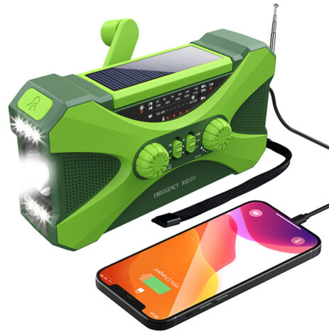 Solarbetriebenes Überlebensradio mit Handkurbel, Taschenlampe und AM/FM-Powerbank für Notfälle im Freien