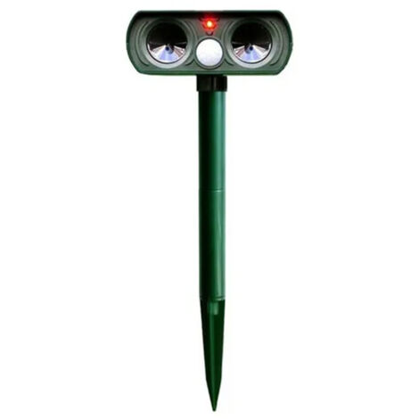 Solarbetriebenes Ultraschall-Tierabwehrgerät, Mäuse-, Ratten- und Eichhörnchenabwehrgerät, LED-Licht, Erdspieß, ABS, IPX4, Garten, Bauernhof