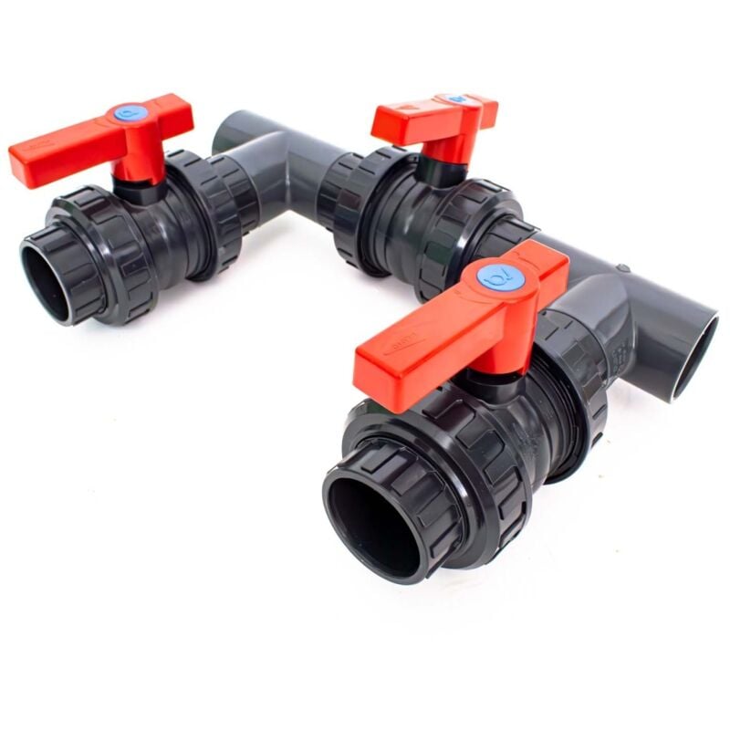 Solarbypass mit Klebemuffen - d 50 mm fertig geklebt Wärmepumpen Kugelhahn pvc