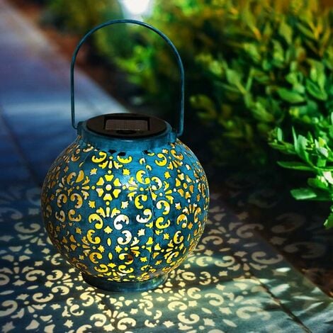 Solare dekorative wasserdichte Gartenlaterne mit hängender Solarlampe für Gartendekoration Blau