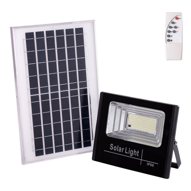 Image of Proiettore led solare 65W 6500K Pannello: 6V/8W Batteria: 3,2V/5000MaH Telecomando [HO-SOLARFL-65W-01] - Bianco Freddo