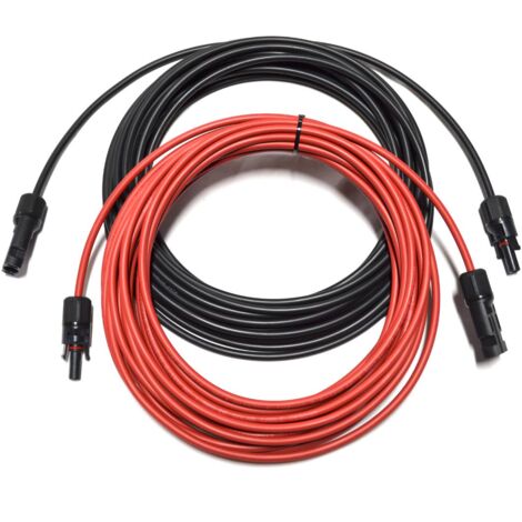 Solarkabel Verlängerungskabel Rot/Schwarz 4 - 6mm² mit montiertem Stecker 2x 30m 6mm²