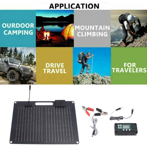 Solarladegerät-Set mit 100-W-Dual-USB-100-A-Controller, Schwarz
