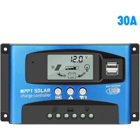 NAXUNNN Solarladeregler, 30A/40A/100A MPPT Solar Laderegler 12V/24V Solar Charge Controller Sonnenkollektor Laderegler Solar Panel Regulator Charge Controller(30A)