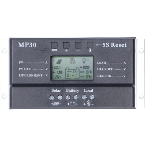 Solarladeregler, MPPT-PWM-Batterieregler mit USB-Anschluss, Schutzschaltung, Hintergrundbeleuchtung und LCD-Display für Solaranlagen im Haushalt.