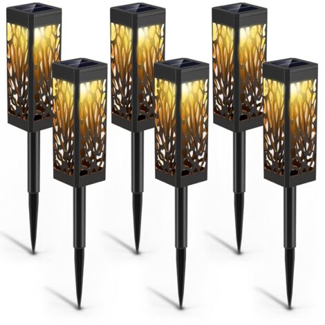 Solarlampe Außen, 6-teiliges Gartenlicht, dekorative IP65 wasserdichte Solarlaterne für Wegterrasse