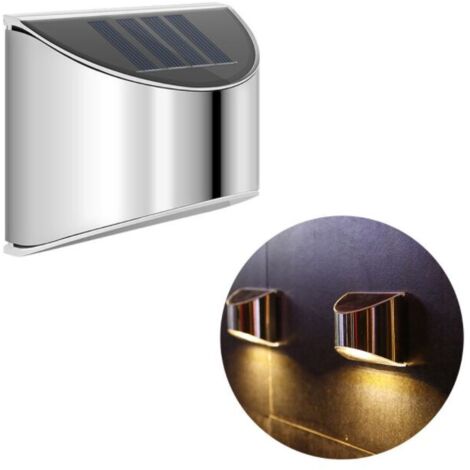 Solarlampe Außen Solar Wandleuchte Edelstahl Hof Gartenleuchte IP65, Warmes Licht