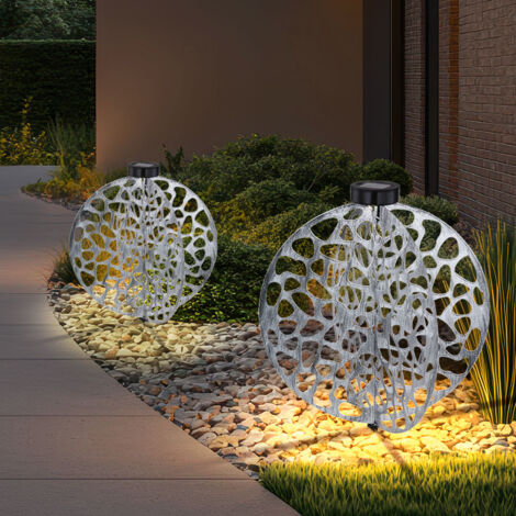 Solarlampe Erdspieß orientalische Dekoleuchte Gartenlampe Solarleuchte Metall für Außen, Metall, 1x LED warmweiß, LxBxH 40x40x51 cm, 2er Set