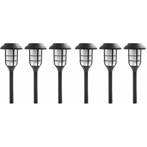 Solarlampe Garten Deko für Außen Erdspiess Solarlampen Flammeneffekt Erdspieß, Kunststoff schwarz, Akku 6-8h, LED warmweiß, DxH 12x43 cm, 6er Set