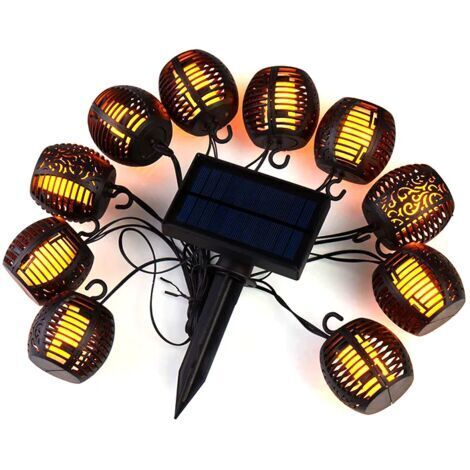 HIGHSAM Solarlampen 10 Köpfe funkelnde Lichterketten für den Außenbereich wasserdicht