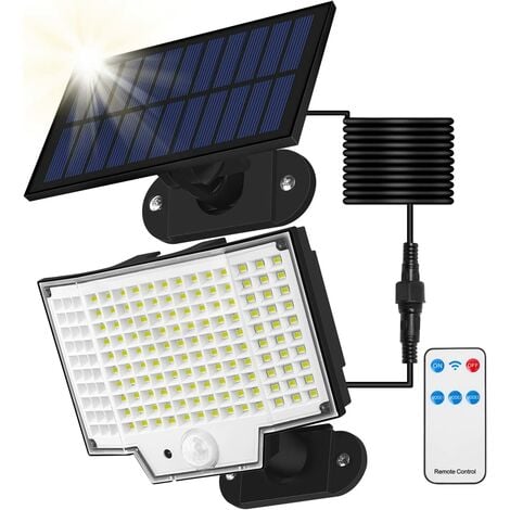 GOECO Solarlampen für Außen,160 LED Solarleuchte Aussen mit Bewegungsmelder, IP65 Wasserdichte, 120°Beleuchtungswinkel, Solar Wandleuchte für Garten mit 5m Kabel