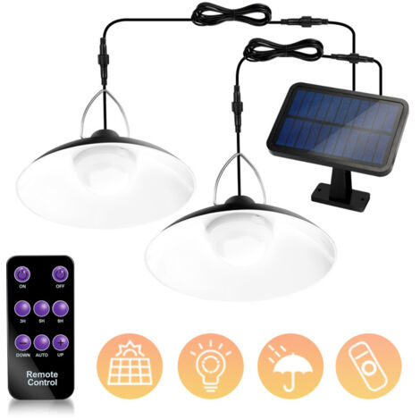 TolleTour Solarlampen kronleuchter mit wasserdichter Fernbedienung 2 Köpfe Kabel 3 m Weiß