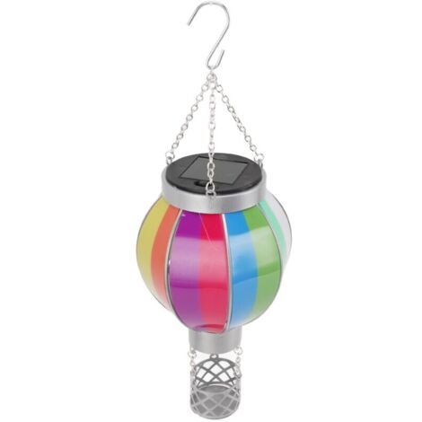 Solarlaterne in Form eines Heißluftballons, 600 mAh, Regenbogenfarben, automatisches Ein- und Ausschalten, warmes Licht für den Außenbereich, Hängeleuchte