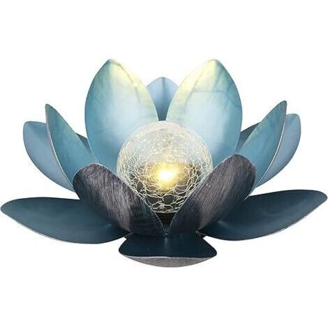 Solarleuchte, Durchmesser 27 cm, Höhe 11 cm, Metall, Silber/Blau
