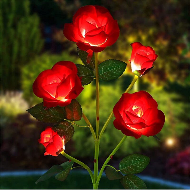 Solarleuchte Gartendekoration Outdoor Garten wasserdichte Solarleuchte 5 Rosen (rot) -2 Stück
