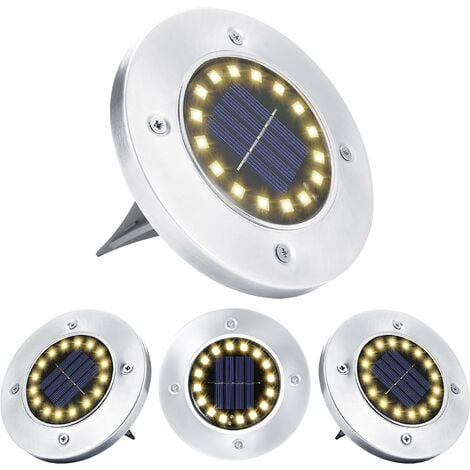 OSQI Solarleuchten für den Außenbereich, 16 LEDs, warmweiß, Spotlicht, wasserdicht, Edelstahl, Solar-Bodenleuchten für Terrasse, Hof, Garten, Weg, Garage, Einfahrt, Gehweg, Dekoration, 4 Stück