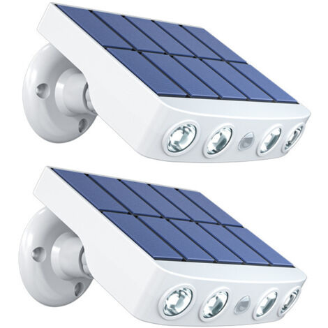 Solarleuchten für den Außenbereich, 2er-Set mit Bewegungssensor und 3 Modi, für Garten, Garage, Terrasse, Weiß