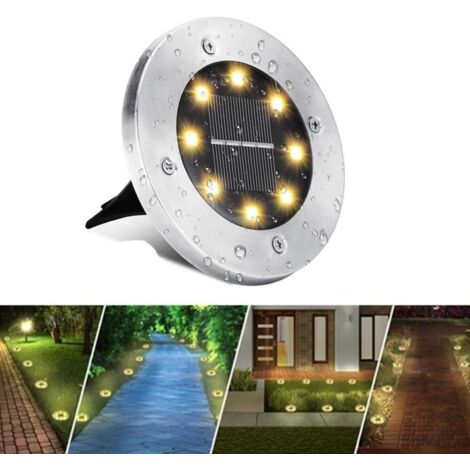 Solarleuchten für den Außenbereich, 4 LED-Solar-Gartenlampe, warmweiß, wasserdicht, für den Außenbereich, Solar-Einbaustrahler für Wege, Terrassen, Höfe, Rasen, 4er-Pack